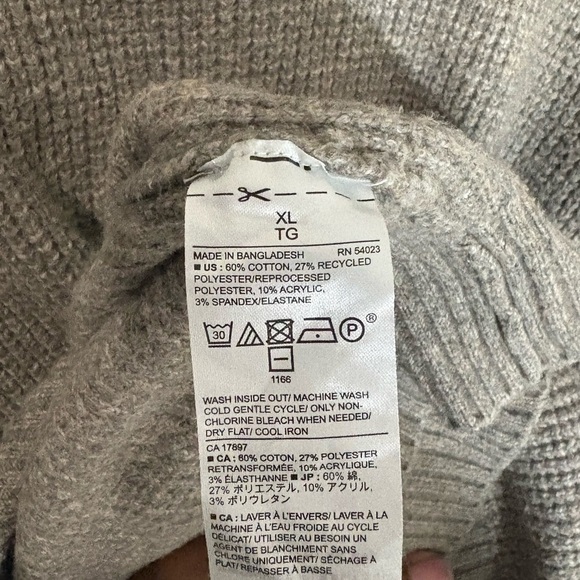 Banana Republic Men’s Gray Knit Sweater XL | Cotton Blend Crewneck Pullover - Picture 4 of 4